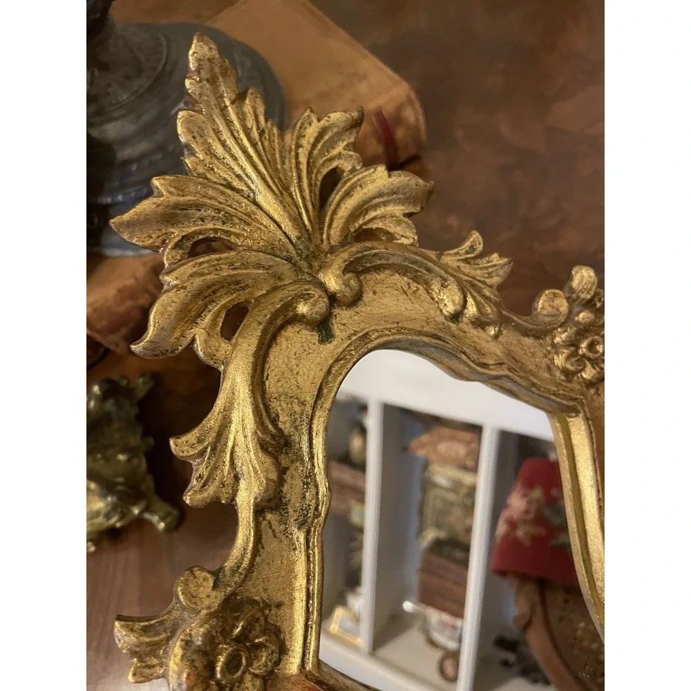 Vtg‎ Italian Florentine Wall Mirror Gilt Baroque Ornate 13.5
